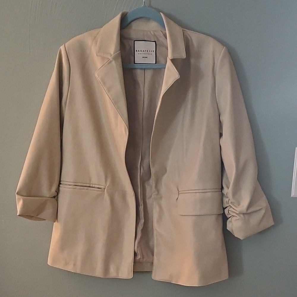 Bagatelle Beige Rolled Sleeve Blazer